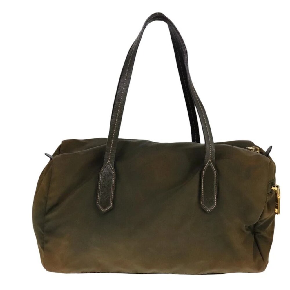 PRADA Boston Bag Nylon Khaki Gold Auth bs21678 - Picture 2 of 16